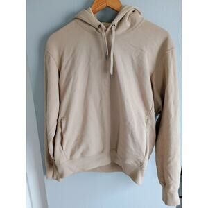 Uniqlo sweat pullover hoodie beige/light brown color S 100% cotton minimalist